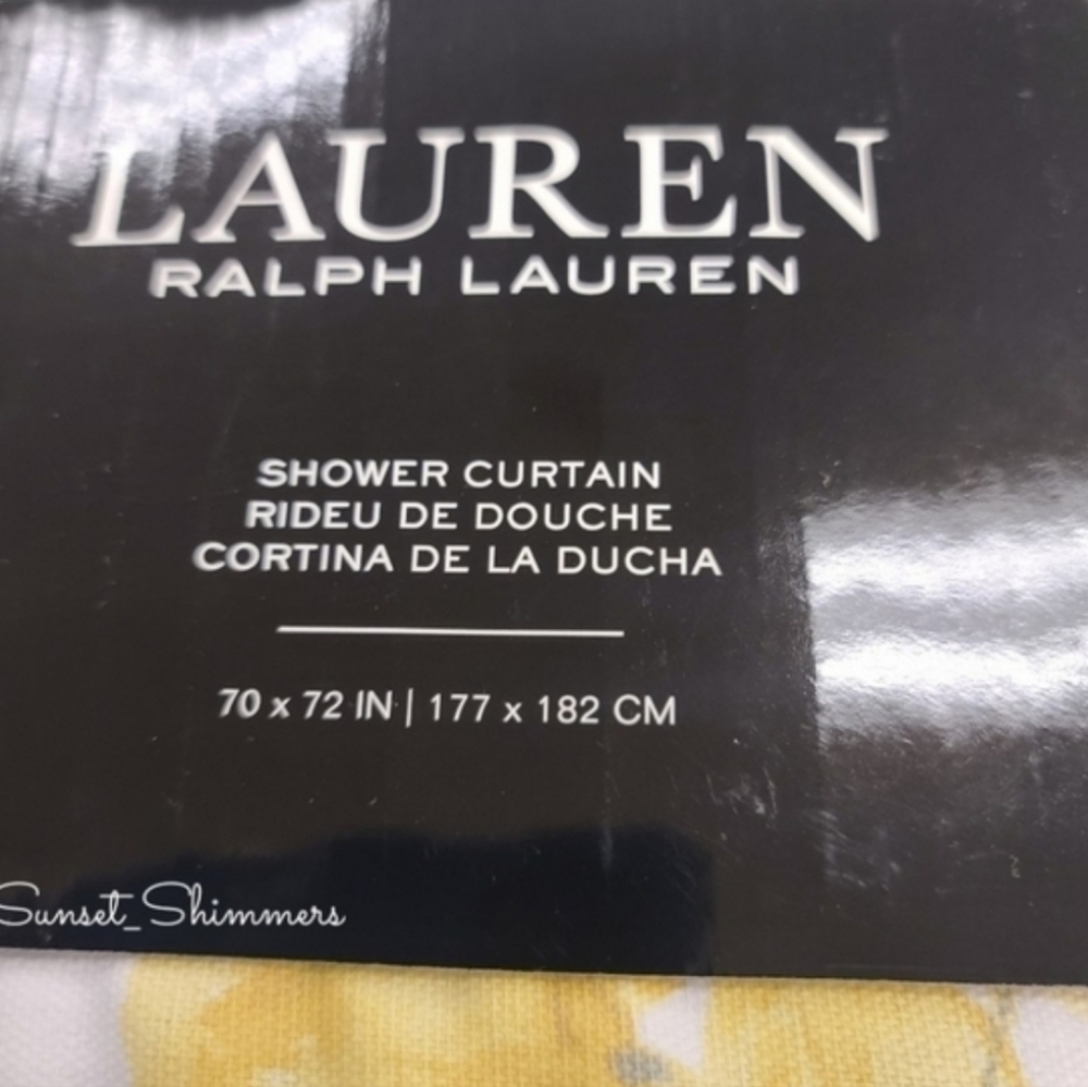 RALPH Lauren Yellow Rose Floral Fabric Shower Curtain Bathroom Decor NEW - Picture 3 of 6